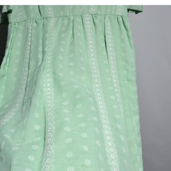 Vintage 70's Green Floral Maxi Short Sleeve Dress Size Small Boho - Picture 6 of 8